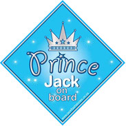 Personalised Child/Baby On Board Car Sign ~ Grandmas Prince On Board ~ D.Blue 